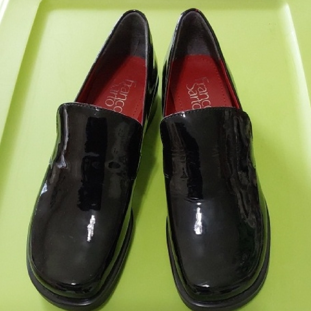Franco Sarto Black Patent Leather Loafers